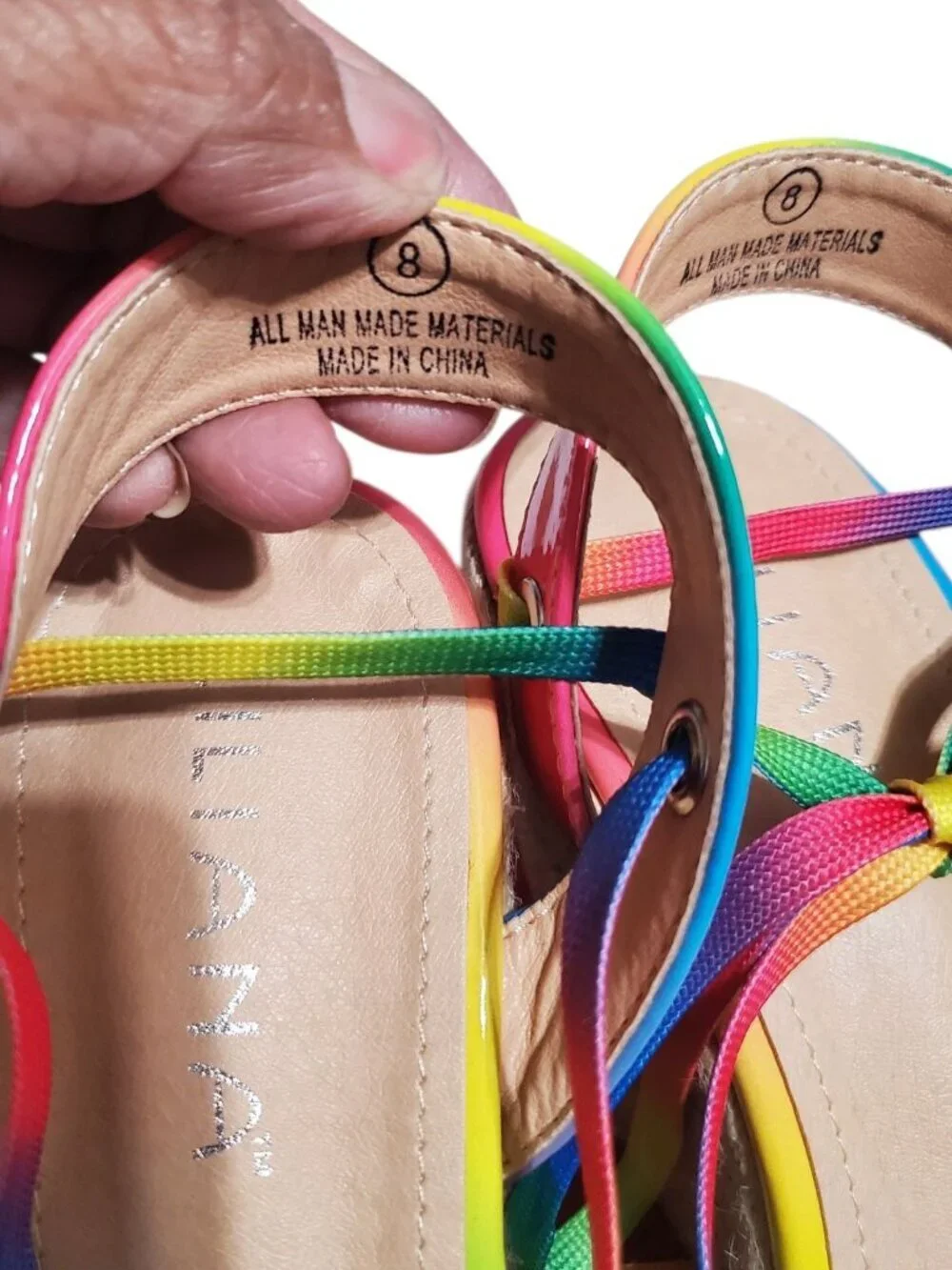 Liliana Emilia 3 Rainbow Espadrille Wedge Sandals With Tie-Up Straps Multicolor